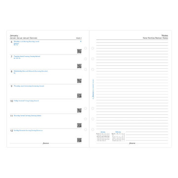 Filofax A5 calendarium  7 dagen op 1 pagina + notitieruimte