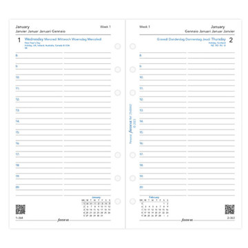 Filofax Personal calendarium 1 dag   op 1 pagina    5-talig gelijnd + tijd