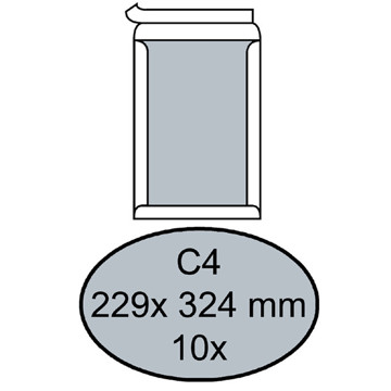 envelop Quantore bordrug 229x324mm  10stuks 120gr wit C4  zelfklevend