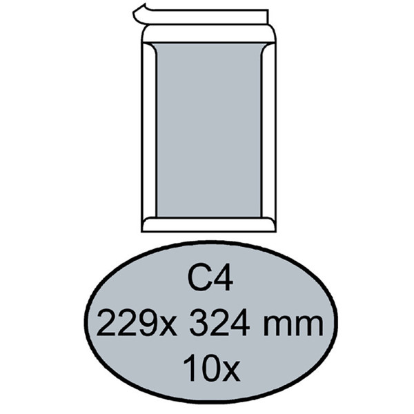 envelop Quantore bordrug 229x324mm  10stuks 120gr wit C4  zelfklevend