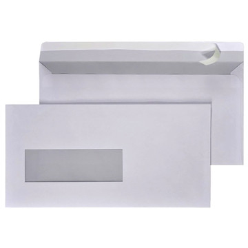 envelop Quantore 110x220mm venster 3x10cm links  500stuks  80gr wit zelfklevend