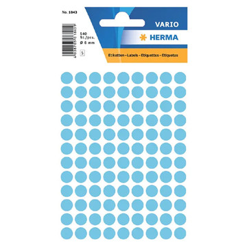etiket Herma    8mm rond 540stuks blauw