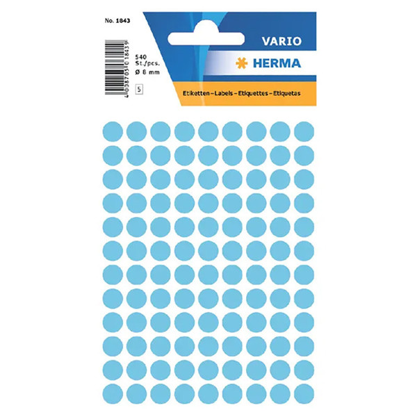 etiket Herma    8mm rond 540stuks blauw