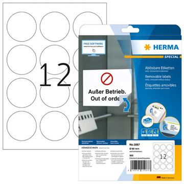 etiket Herma  60mm rond 5067 25vel superprint  300stuks
