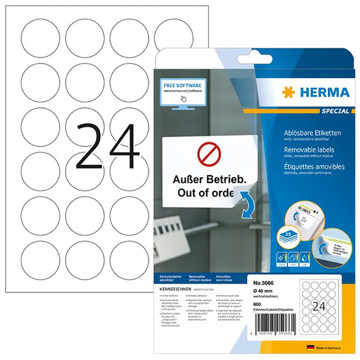 etiket Herma  40mm rond 5066 25vel superprint  600stuks