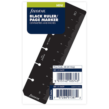 Filofax Mini bladwijzer / liniaal zwart