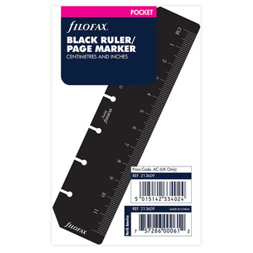Filofax Pocket bladwijzer / liniaal zwart