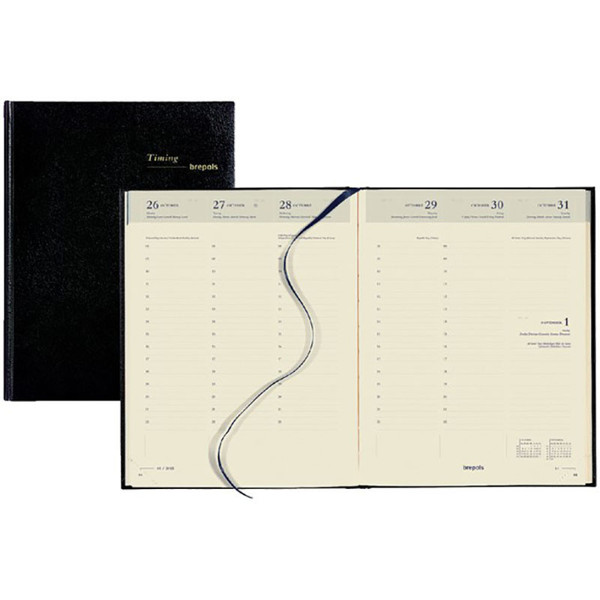 agenda Brepols Timing Lima  7/2 creme papier - zwart