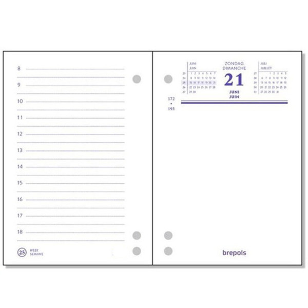 kalender Brepols 2025 omlegblok - 1 dag op 2 pagina's  85x120mm