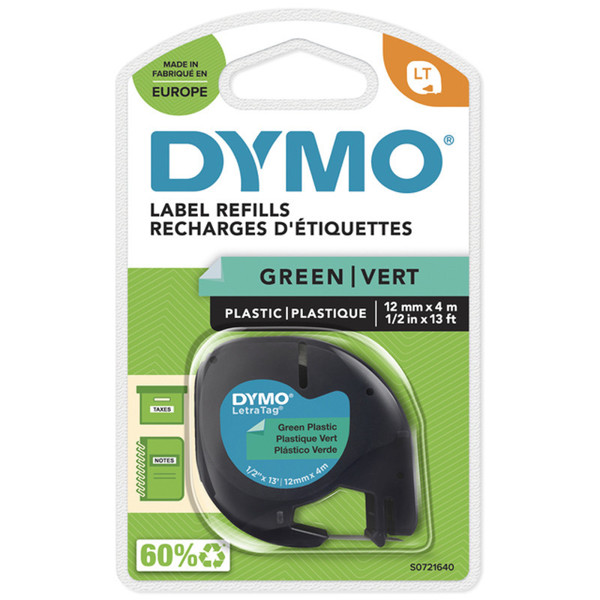lettertape Dymo Letratag 91204 plastic 12mm x 4m groen