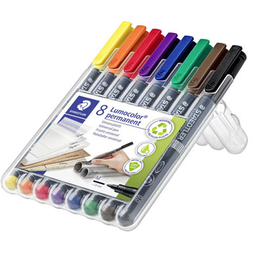 viltstift Staedtler Lumocolor 317 M 1.0mm permanent set 8 kleuren