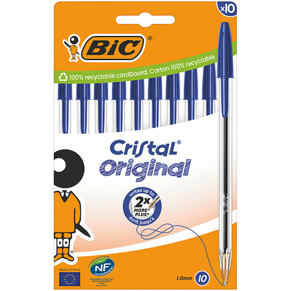 balpen BIC Cristal - medium - 8+2 gratis - blauw 