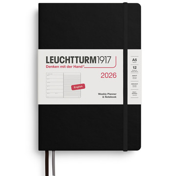LEUCHTTURM1917 agenda Medium A5 Weekly Planner & Notebook Black