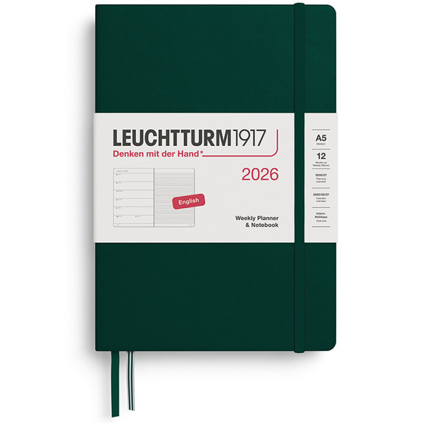 LEUCHTTURM1917 agenda Medium A5 Weekly Planner & Notebook Forest Green