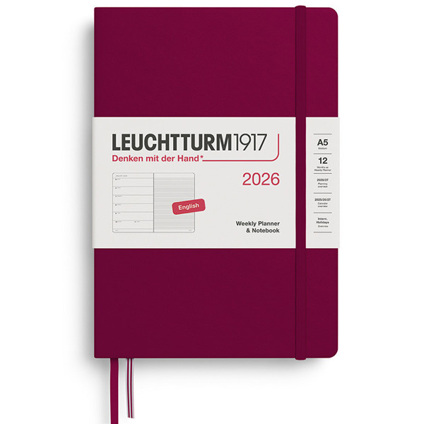 LEUCHTTURM1917 agenda Medium A5 Weekly Planner & Notebook Port Red
