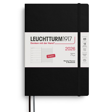 LEUCHTTURM1917 agenda Softcover Medium A5 Weekly Planner & Notebook Black
