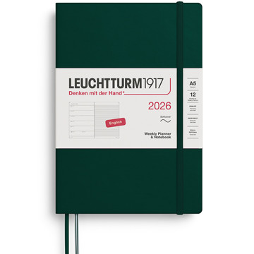 LEUCHTTURM1917 agenda Softcover Medium A5 Weekly Planner & Notebook Forest Green
