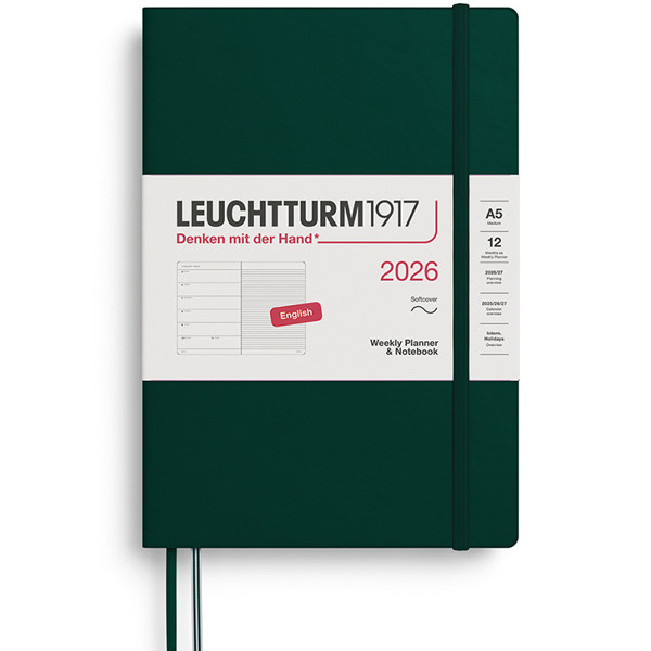 LEUCHTTURM1917 agenda Softcover Medium A5 Weekly Planner & Notebook Forest Green
