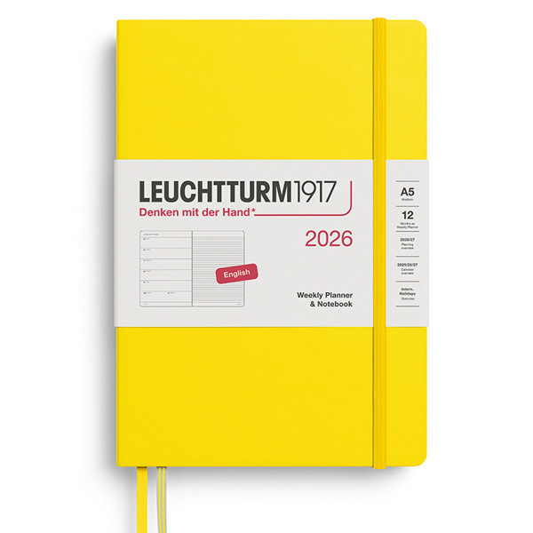 LEUCHTTURM1917 agenda Medium A5 Weekly Planner & Notebook Lemon