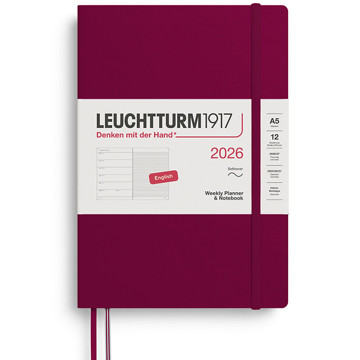 LEUCHTTURM1917 agenda Softcover Medium A5 Weekly Planner & Notebook Port Red