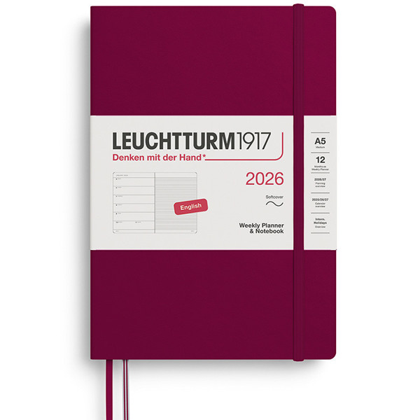 LEUCHTTURM1917 agenda Softcover Medium A5 Weekly Planner & Notebook Port Red