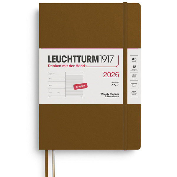 LEUCHTTURM1917 agenda Softcover Medium A5 Weekly Planner & Notebook Spice Brown
