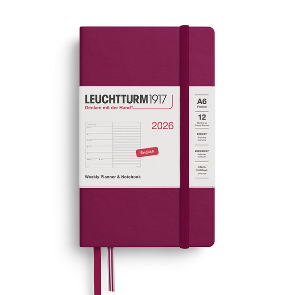 Leuchtturm1917 agenda A6 Pocket Weekly Planner & Notebook Port Red