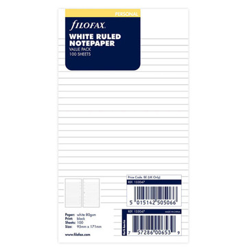 filofax Personal gelijnd wit 100vel