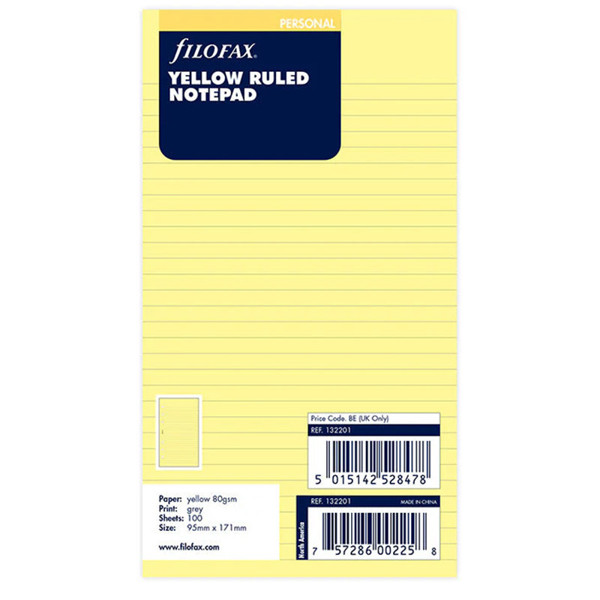 filofax Personal notitieblok gelijnd geel