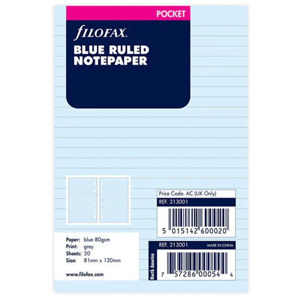 Filofax Pocket gelijnd papier blauw