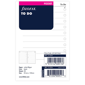 Filofax Pocket gelijnd papier wit 100vel