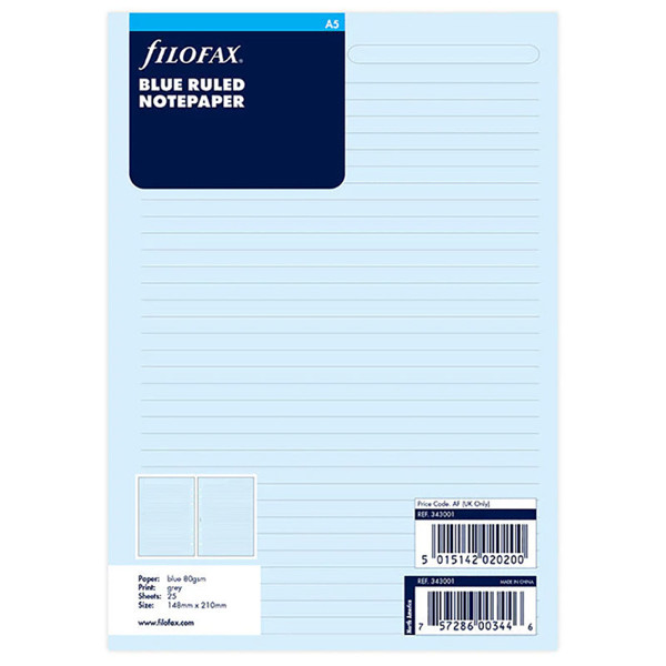 Filofax A5 gelijnd papier blauw