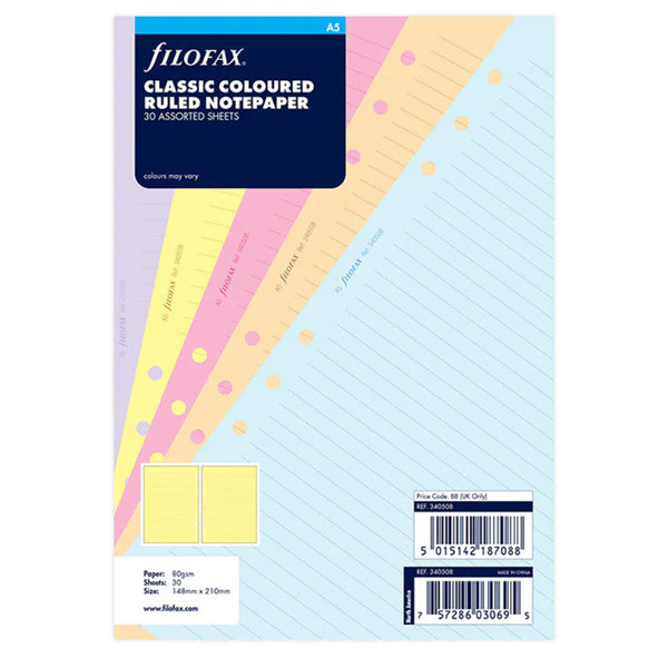 filofax A5 gelijnd papier diverse classic kleuren