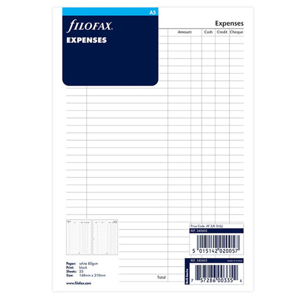 Filofax A5 Expenses