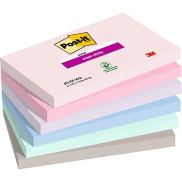 memoblok 3M Post-it 76x127mm 655-6SS 6 kleuren Super Sticky - Soulful