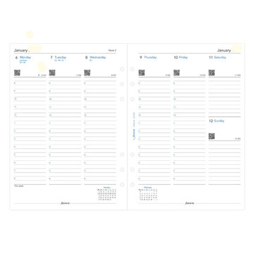 Filofax A5 calendarium  7 dagen op 2 pagina's Recycled