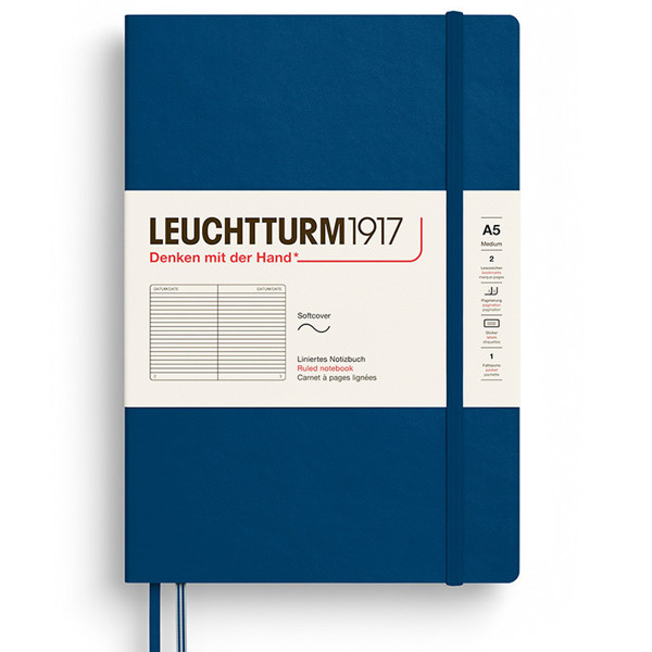 LEUCHTTURM1917 Medium A5 Softcover notitieboek Indigo gelijnd
