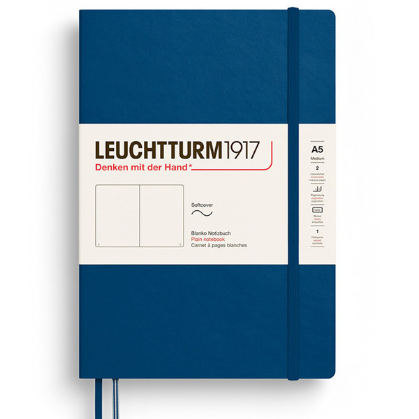 LEUCHTTURM1917 Medium A5 Softcover notitieboek Indigo blanco