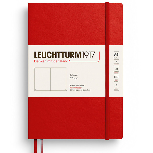 LEUCHTTURM1917 Medium A5 Softcover notitieboek Cherry blanco