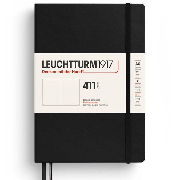 LEUCHTTURM1917 Medium A5 notitieboek 411pages Black blanco