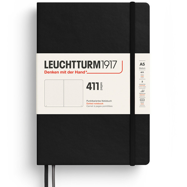 LEUCHTTURM1917 Medium A5 notitieboek 411pages Black dotted