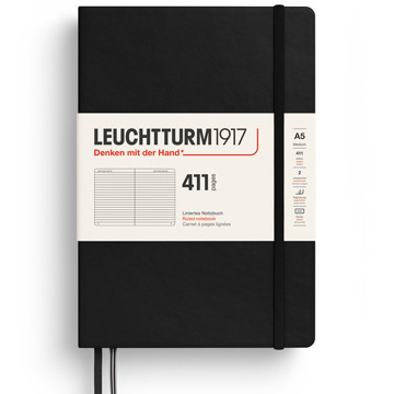 LEUCHTTURM1917 Medium A5 notitieboek 411pages Black gelijnd