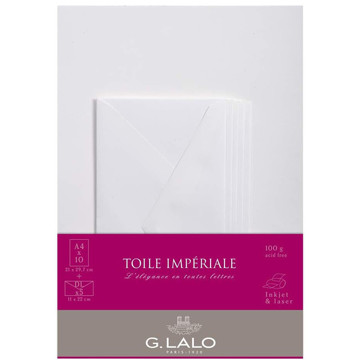 G.Lalo Vergé de France 10vel A4 + 5 enveloppen 110x220mm Vergé Ivoor