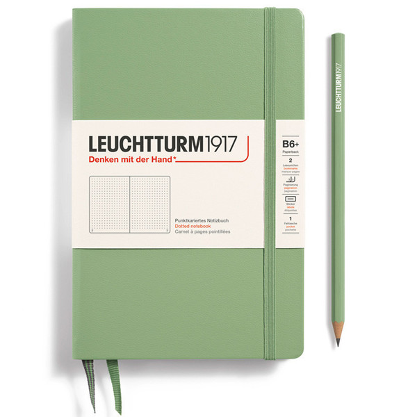 LEUCHTTURM1917 Paperback B6+ notitieboek Sage dotted