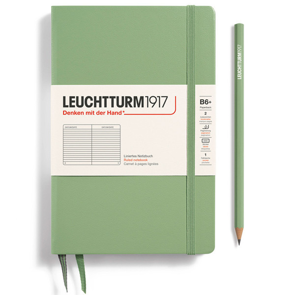 LEUCHTTURM1917 Paperback B6+ notitieboek Sage gelijnd