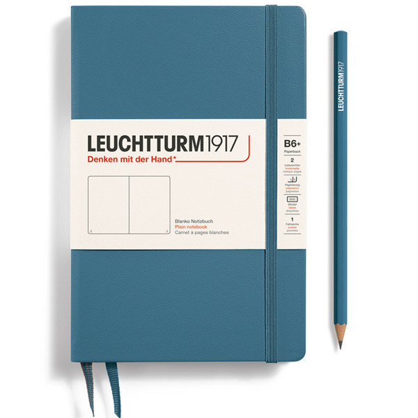 LEUCHTTURM1917 Paperback B6+ notitieboek Stone Blue blanco