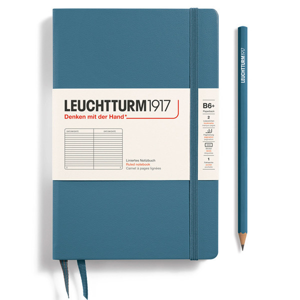 LEUCHTTURM1917 Paperback B6+ notitieboek Stone Blue gelijnd