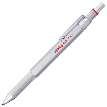 Rotring 600 Multi Pen - Silver - vulpotlood 0.5mm balpen rood, zwart