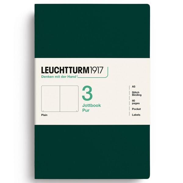 LEUCHTTURM1917 Jottbook Pur Medium A5 Flexcover blanco Forest Green