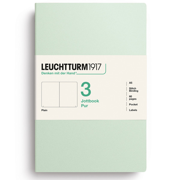 LEUCHTTURM1917 Jottbook Pur Medium A5 Flexcover blanco Mint Green